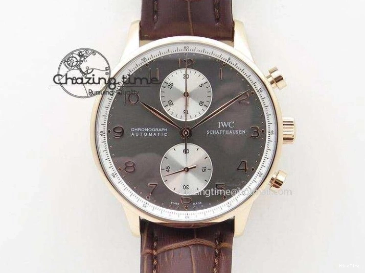 MIROTIME 1220 Portuguese Tourbillon IW5046 RG ZF Best Edition Gray Dial on Black Leather Strap SmoothTexture 7142